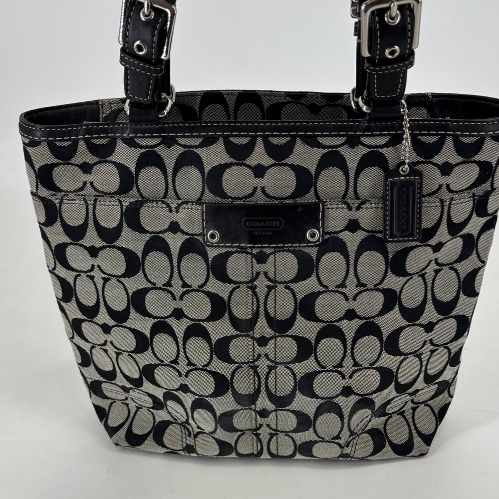 Coach Hampton “2008”‎ (F13077) Signature Canvas With Leather Trim Tote Bag NICE!